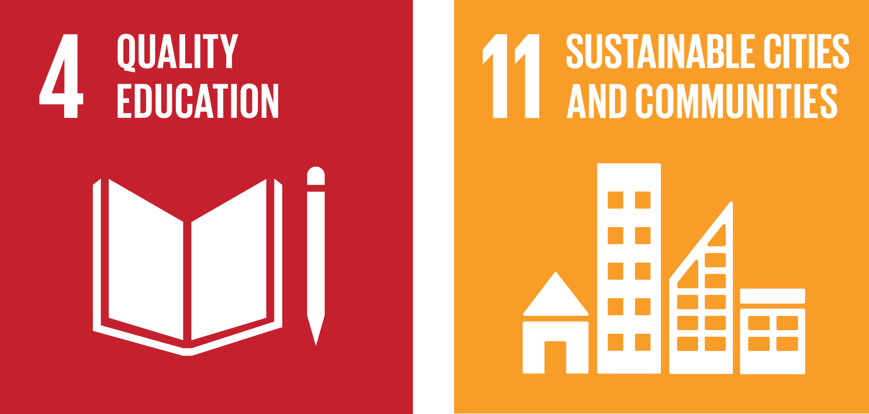 SDG Icons 4 and 11.