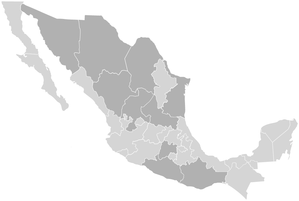 Mapa localización operaciones méxico