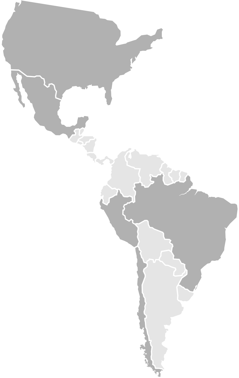 Mapa localización operaciones sudamerica